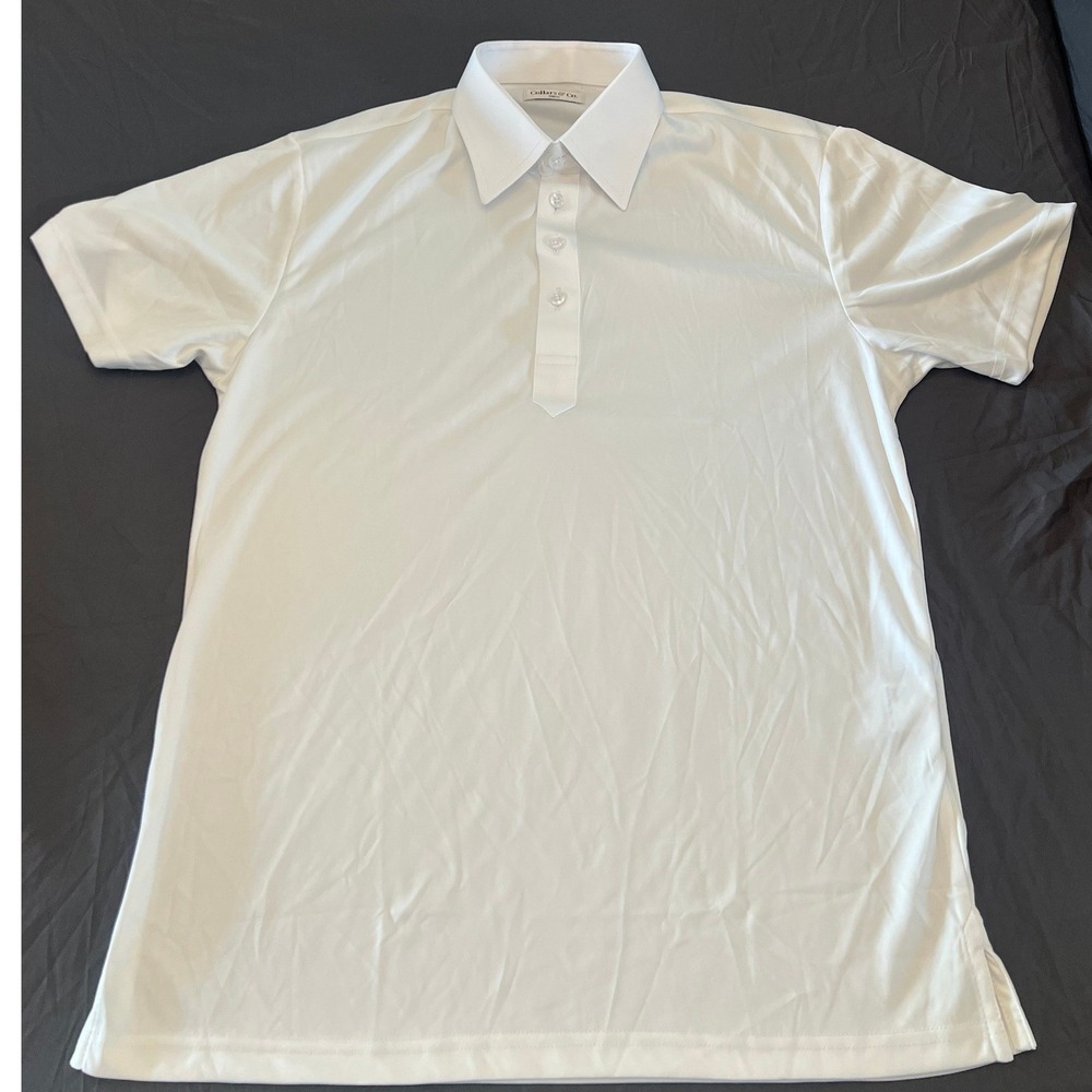 Collars & Co Dress Collar Polo Shirt Men's Small White Short Sleeve Performance